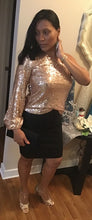 Load image into Gallery viewer, One Shoulder Balloon Sleeve Sequin Blouse
